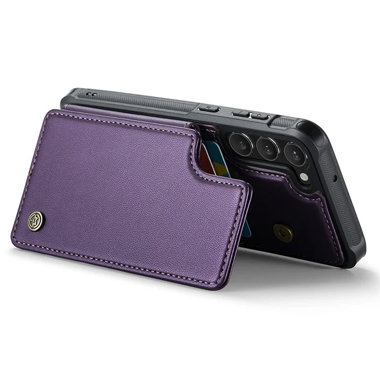 CASEME C22 Series for Samsung Galaxy S22+ 5G Kickstand Case Card Holder Litchi Texture Cover