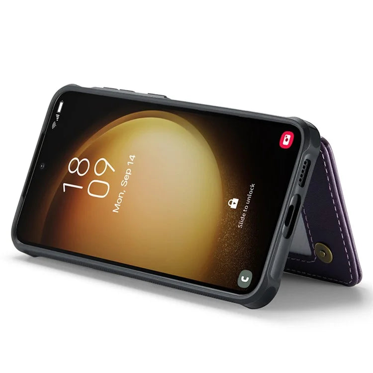 CASEME C22 Series for Samsung Galaxy S22+ 5G Kickstand Case Card Holder Litchi Texture Cover