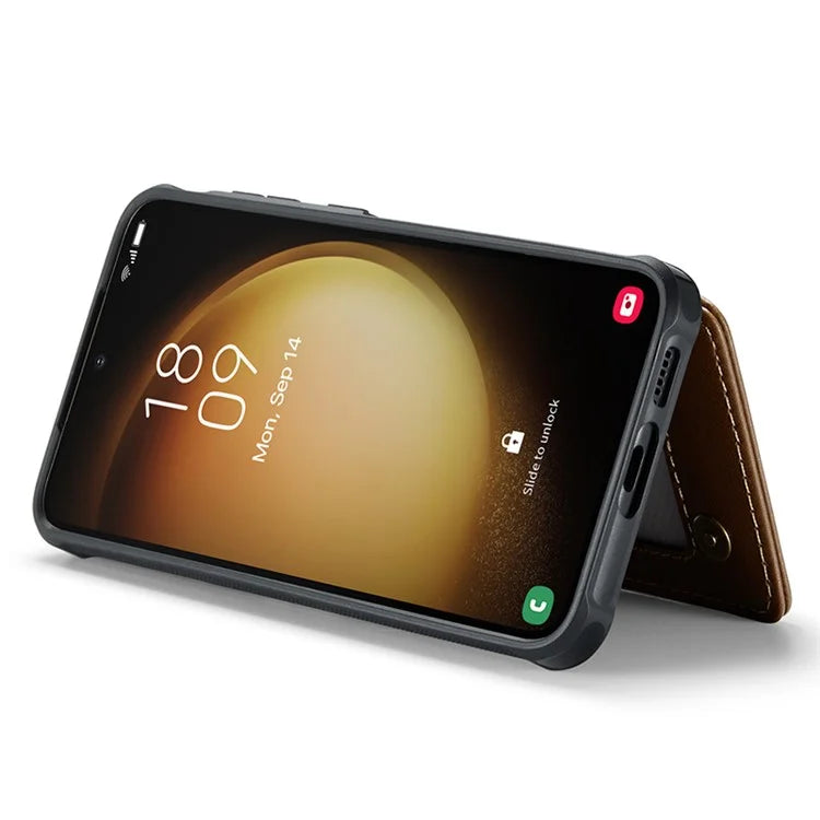 CASEME C22 Series for Samsung Galaxy S22+ 5G Kickstand Case Card Holder Litchi Texture Cover