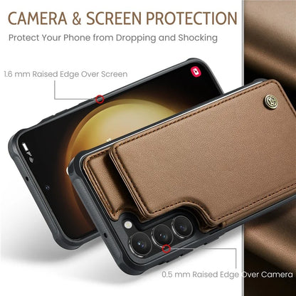 CASEME C22 Series for Samsung Galaxy S22+ 5G Kickstand Case Card Holder Litchi Texture Cover