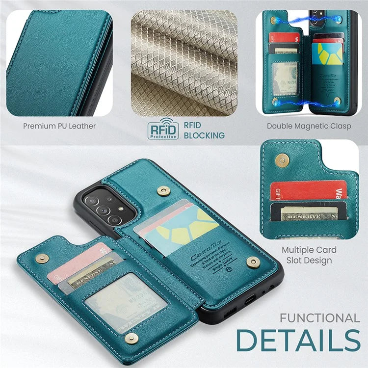 CASEME C22 Series for Samsung Galaxy A52 4G / 5G / A52s 5G Case Card Holder Kickstand Phone Cover