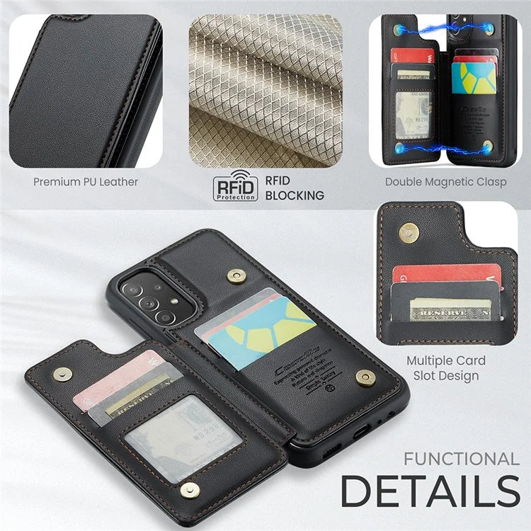 CASEME C22 Series for Samsung Galaxy A52 4G / 5G / A52s 5G Case Card Holder Kickstand Phone Cover