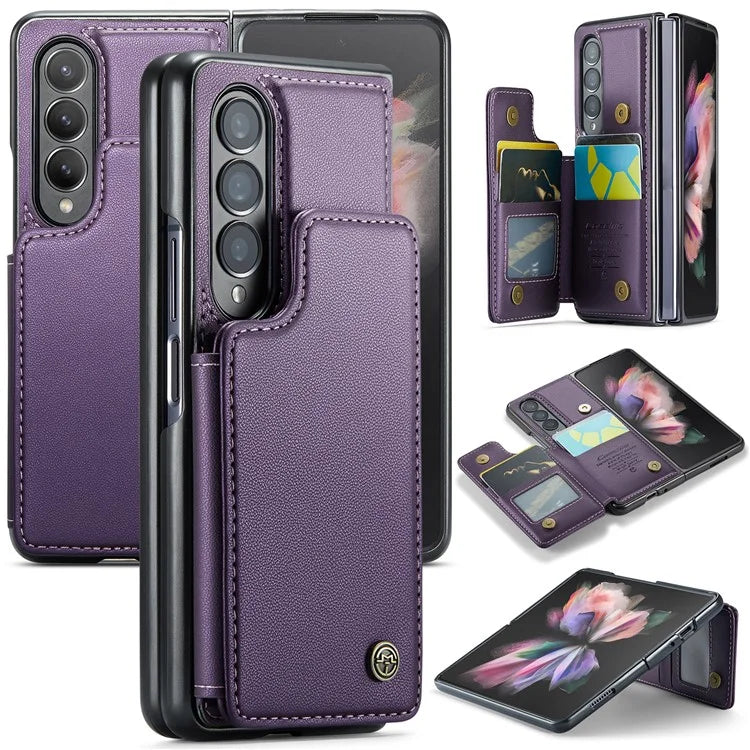 CASEME C22 Series for Samsung Galaxy Z Fold3 5G Case RFID Blocking 4 Card Slots Cellphone Cover
