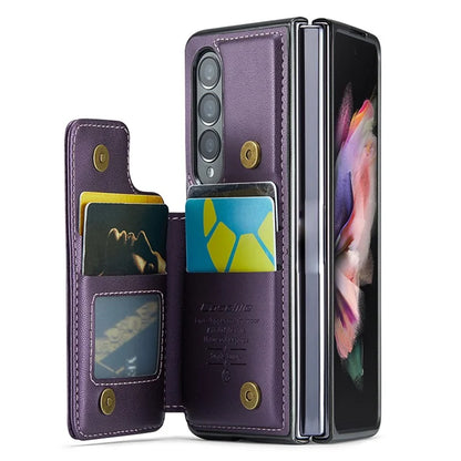 CASEME C22 Series for Samsung Galaxy Z Fold3 5G Case RFID Blocking 4 Card Slots Cellphone Cover