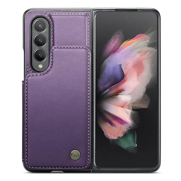 CASEME C22 Series for Samsung Galaxy Z Fold3 5G Case RFID Blocking 4 Card Slots Cellphone Cover