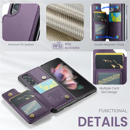 CASEME C22 Series for Samsung Galaxy Z Fold3 5G Case RFID Blocking 4 Card Slots Cellphone Cover