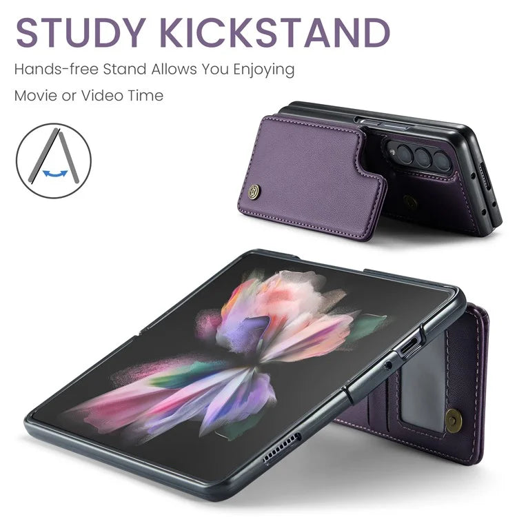 CASEME C22 Series for Samsung Galaxy Z Fold3 5G Case RFID Blocking 4 Card Slots Cellphone Cover