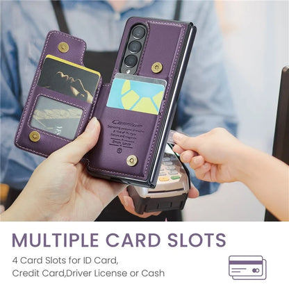 CASEME C22 Series for Samsung Galaxy Z Fold3 5G Case RFID Blocking 4 Card Slots Cellphone Cover