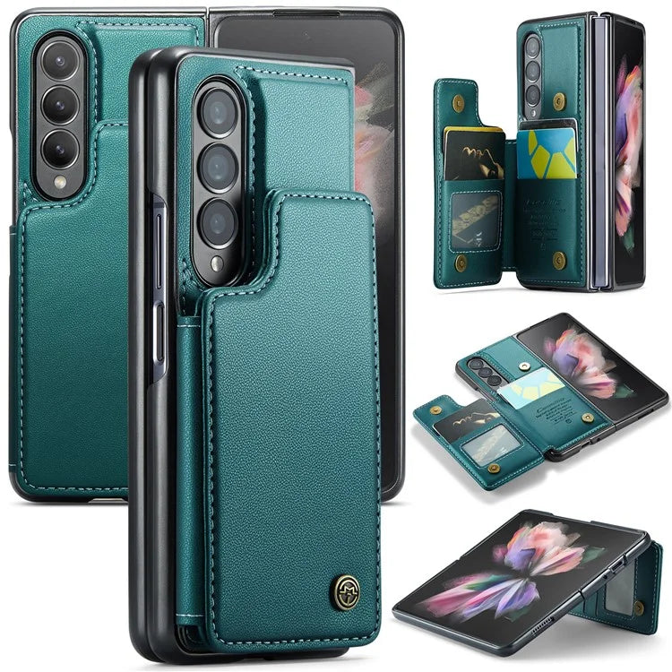 CASEME C22 Series for Samsung Galaxy Z Fold3 5G Case RFID Blocking 4 Card Slots Cellphone Cover