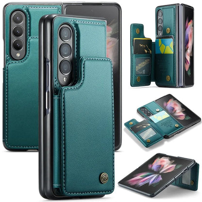 CASEME C22 Series for Samsung Galaxy Z Fold3 5G Case RFID Blocking 4 Card Slots Cellphone Cover