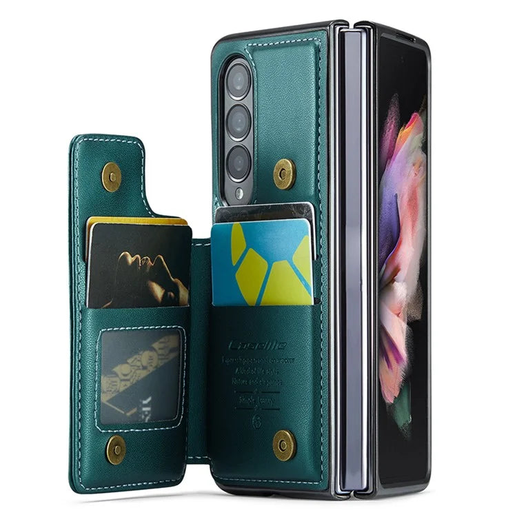 CASEME C22 Series for Samsung Galaxy Z Fold3 5G Case RFID Blocking 4 Card Slots Cellphone Cover