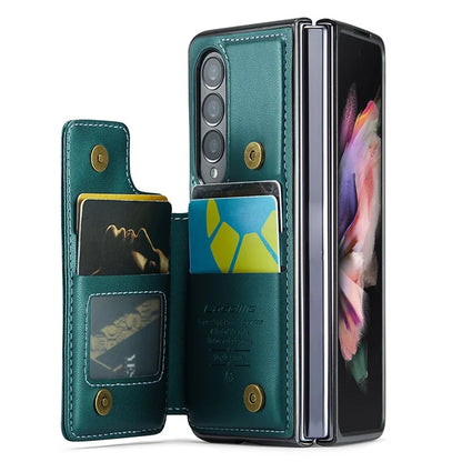 CASEME C22 Series for Samsung Galaxy Z Fold3 5G Case RFID Blocking 4 Card Slots Cellphone Cover