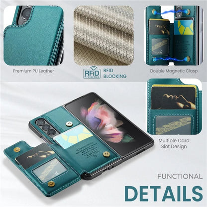 CASEME C22 Series for Samsung Galaxy Z Fold3 5G Case RFID Blocking 4 Card Slots Cellphone Cover