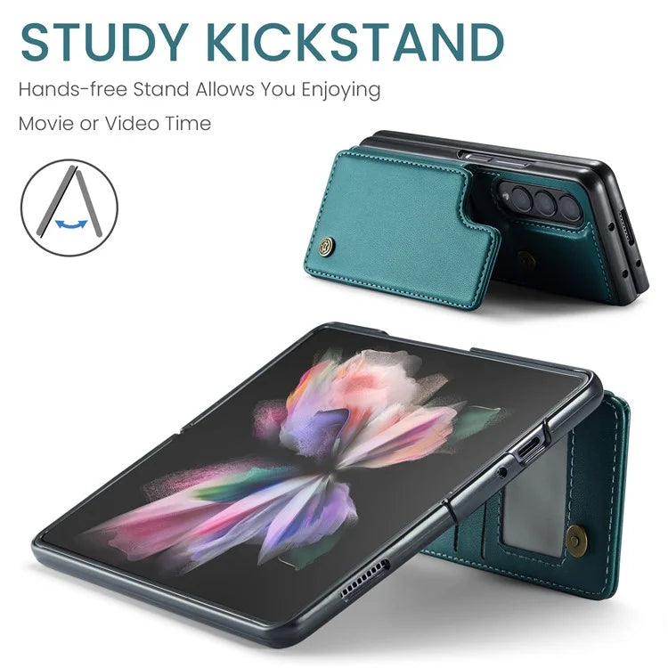 CASEME C22 Series for Samsung Galaxy Z Fold3 5G Case RFID Blocking 4 Card Slots Cellphone Cover