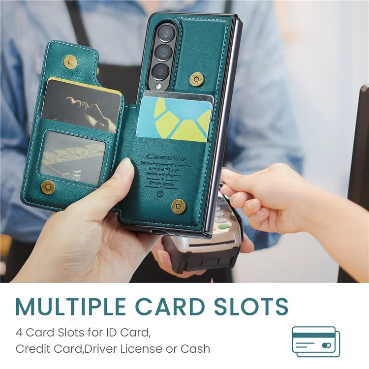 CASEME C22 Series for Samsung Galaxy Z Fold3 5G Case RFID Blocking 4 Card Slots Cellphone Cover