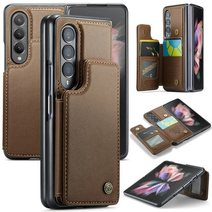 CASEME C22 Series for Samsung Galaxy Z Fold3 5G Case RFID Blocking 4 Card Slots Cellphone Cover