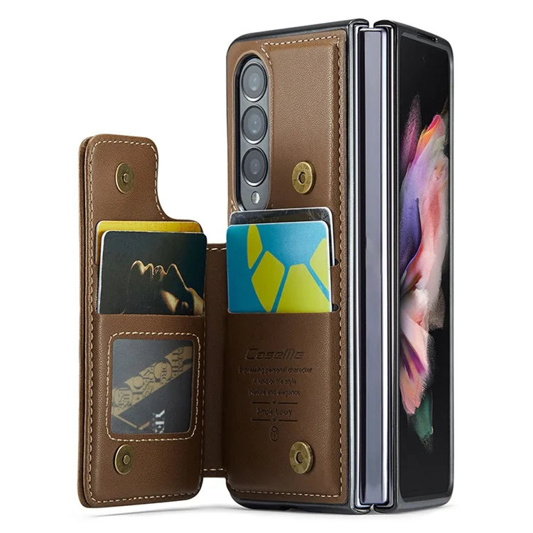 CASEME C22 Series for Samsung Galaxy Z Fold3 5G Case RFID Blocking 4 Card Slots Cellphone Cover