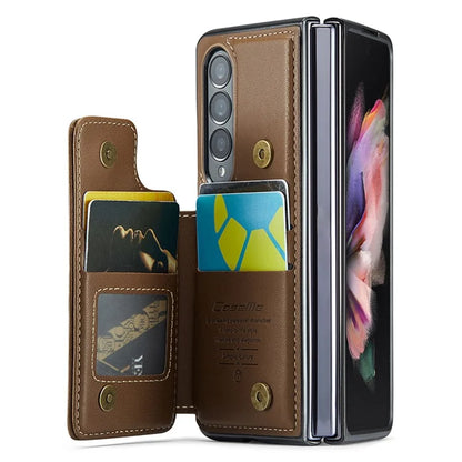 CASEME C22 Series for Samsung Galaxy Z Fold3 5G Case RFID Blocking 4 Card Slots Cellphone Cover