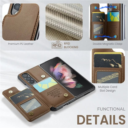 CASEME C22 Series for Samsung Galaxy Z Fold3 5G Case RFID Blocking 4 Card Slots Cellphone Cover
