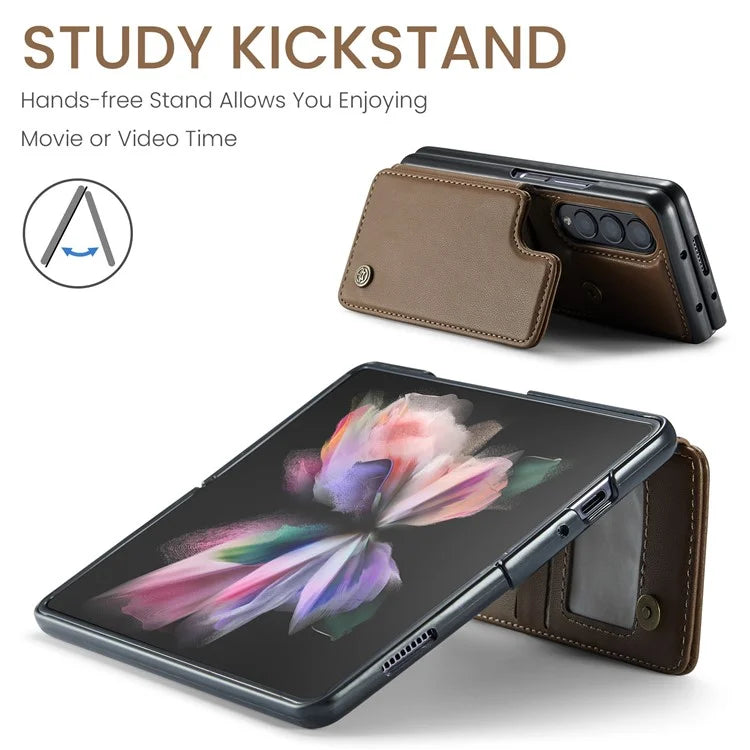 CASEME C22 Series for Samsung Galaxy Z Fold3 5G Case RFID Blocking 4 Card Slots Cellphone Cover