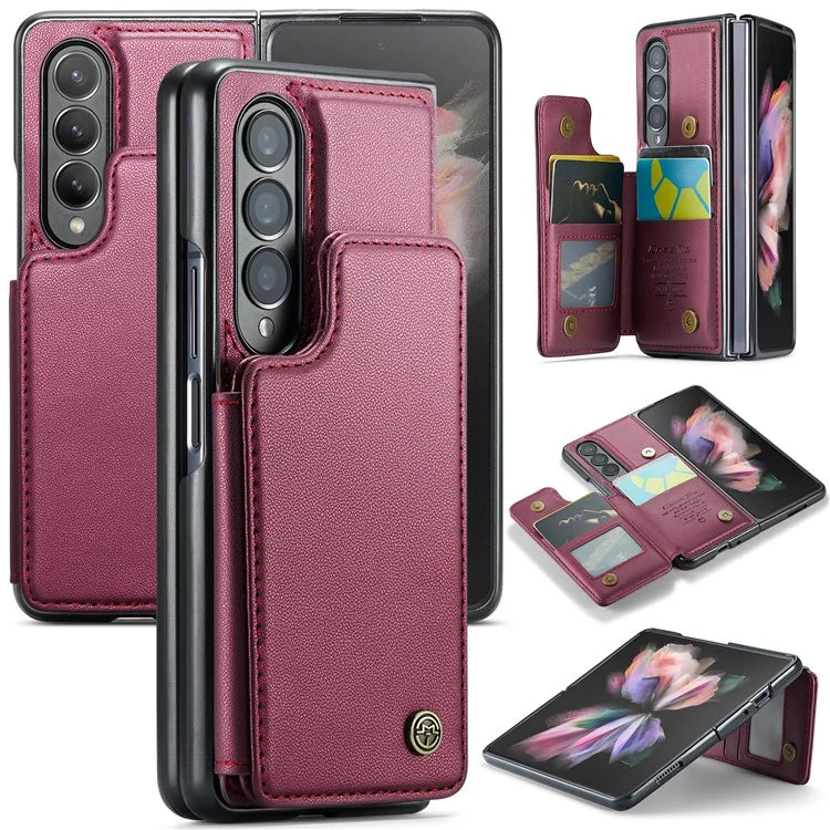 CASEME C22 Series for Samsung Galaxy Z Fold3 5G Case RFID Blocking 4 Card Slots Cellphone Cover