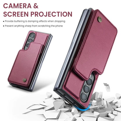 CASEME C22 Series for Samsung Galaxy Z Fold3 5G Case RFID Blocking 4 Card Slots Cellphone Cover
