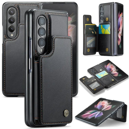 CASEME C22 Series for Samsung Galaxy Z Fold3 5G Case RFID Blocking 4 Card Slots Cellphone Cover