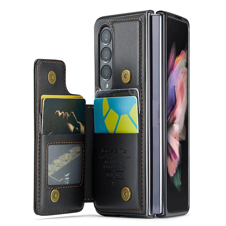 CASEME C22 Series for Samsung Galaxy Z Fold3 5G Case RFID Blocking 4 Card Slots Cellphone Cover