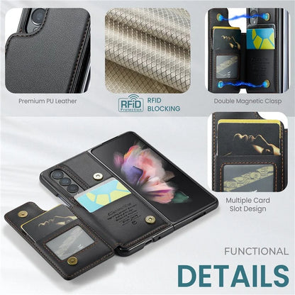 CASEME C22 Series for Samsung Galaxy Z Fold3 5G Case RFID Blocking 4 Card Slots Cellphone Cover