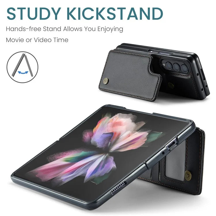 CASEME C22 Series for Samsung Galaxy Z Fold3 5G Case RFID Blocking 4 Card Slots Cellphone Cover