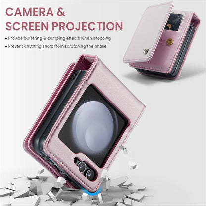CASEME C22 Series For Samsung Galaxy Z Flip5 5G Phone Case RFID Blocking Leather+TPU Shell Cover
