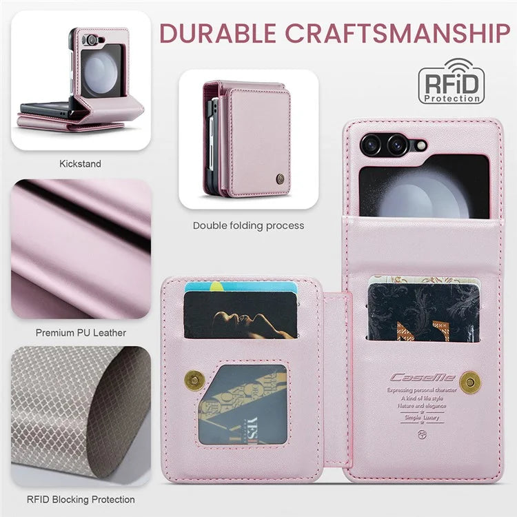 CASEME C22 Series For Samsung Galaxy Z Flip5 5G Phone Case RFID Blocking Leather+TPU Shell Cover