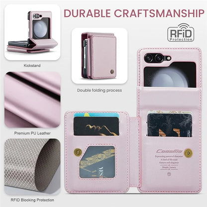 CASEME C22 Series For Samsung Galaxy Z Flip5 5G Phone Case RFID Blocking Leather+TPU Shell Cover