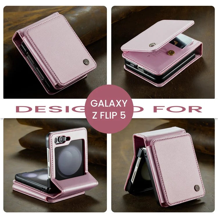 CASEME C22 Series For Samsung Galaxy Z Flip5 5G Phone Case RFID Blocking Leather+TPU Shell Cover