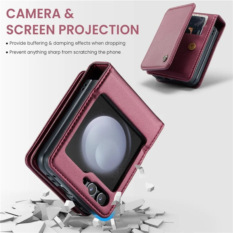 CASEME C22 Series For Samsung Galaxy Z Flip5 5G Phone Case RFID Blocking Leather+TPU Shell Cover