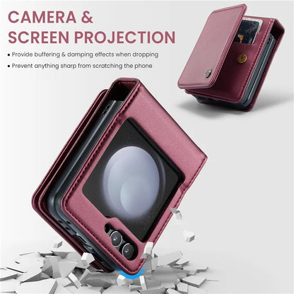 CASEME C22 Series For Samsung Galaxy Z Flip5 5G Phone Case RFID Blocking Leather+TPU Shell Cover