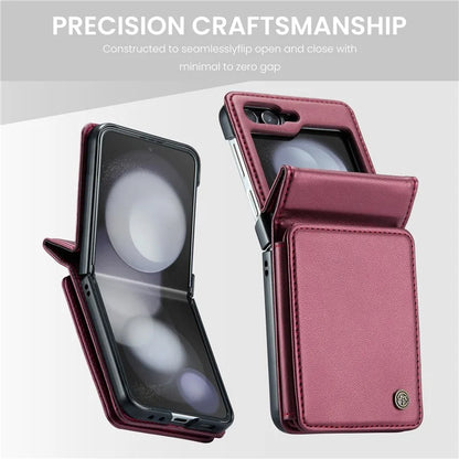 CASEME C22 Series For Samsung Galaxy Z Flip5 5G Phone Case RFID Blocking Leather+TPU Shell Cover