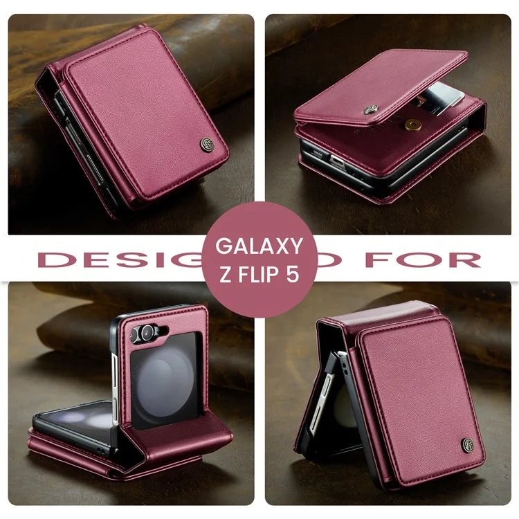 CASEME C22 Series For Samsung Galaxy Z Flip5 5G Phone Case RFID Blocking Leather+TPU Shell Cover