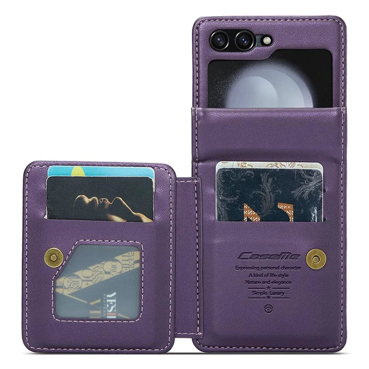 CASEME C22 Series For Samsung Galaxy Z Flip5 5G Phone Case RFID Blocking Leather+TPU Shell Cover