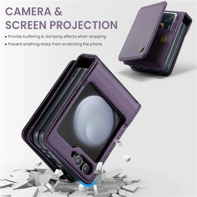 CASEME C22 Series For Samsung Galaxy Z Flip5 5G Phone Case RFID Blocking Leather+TPU Shell Cover