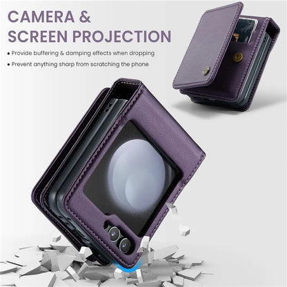 CASEME C22 Series For Samsung Galaxy Z Flip5 5G Phone Case RFID Blocking Leather+TPU Shell Cover
