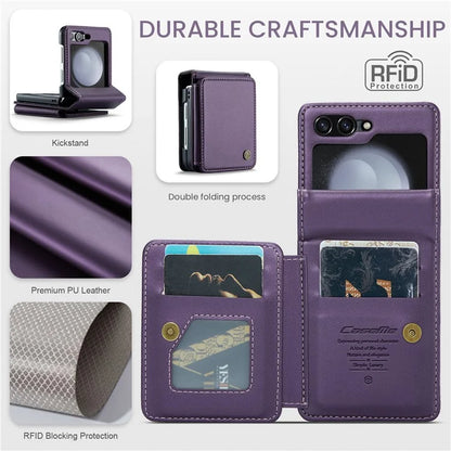CASEME C22 Series For Samsung Galaxy Z Flip5 5G Phone Case RFID Blocking Leather+TPU Shell Cover