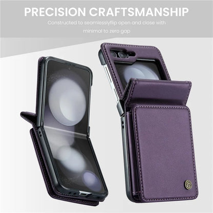CASEME C22 Series For Samsung Galaxy Z Flip5 5G Phone Case RFID Blocking Leather+TPU Shell Cover