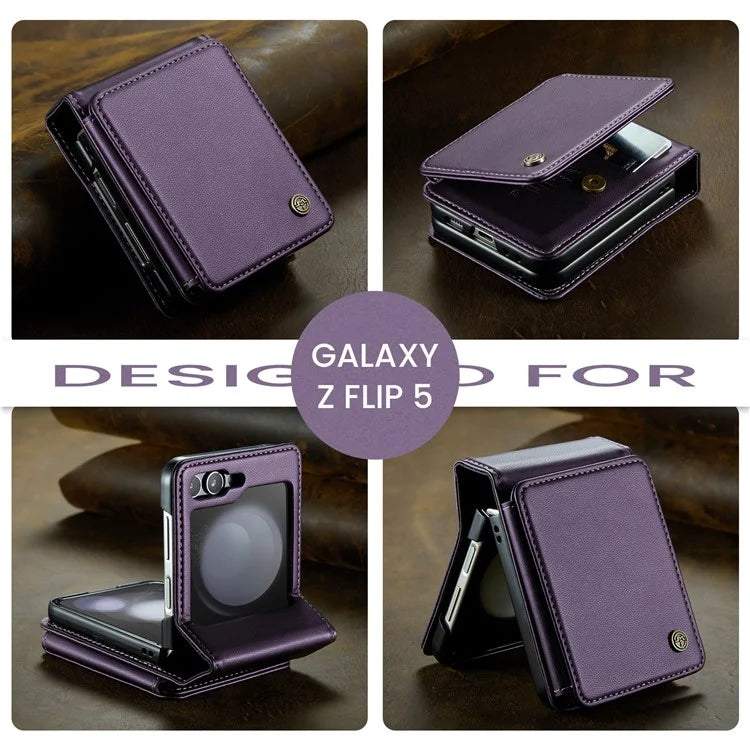 CASEME C22 Series For Samsung Galaxy Z Flip5 5G Phone Case RFID Blocking Leather+TPU Shell Cover