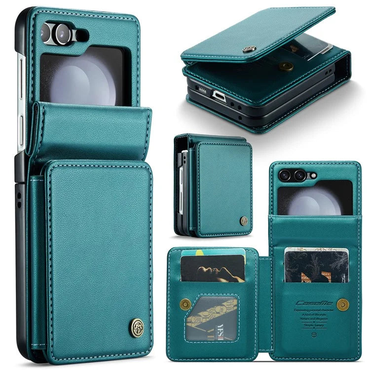 CASEME C22 Series For Samsung Galaxy Z Flip5 5G Phone Case RFID Blocking Leather+TPU Shell Cover