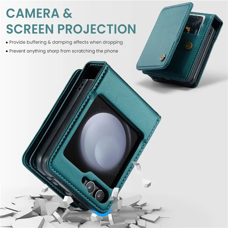 CASEME C22 Series For Samsung Galaxy Z Flip5 5G Phone Case RFID Blocking Leather+TPU Shell Cover
