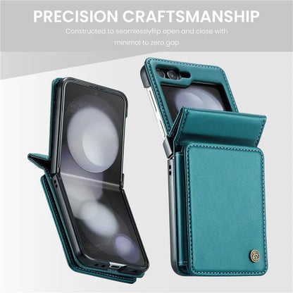 CASEME C22 Series For Samsung Galaxy Z Flip5 5G Phone Case RFID Blocking Leather+TPU Shell Cover