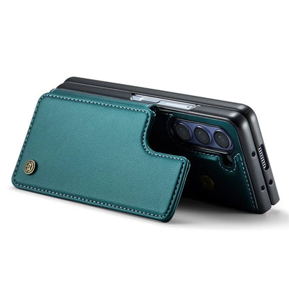 CASEME C22 Series for Samsung Galaxy Z Fold5 5G Case TPU+PU Leather Glossy Phone Shell with 4 Card Holder