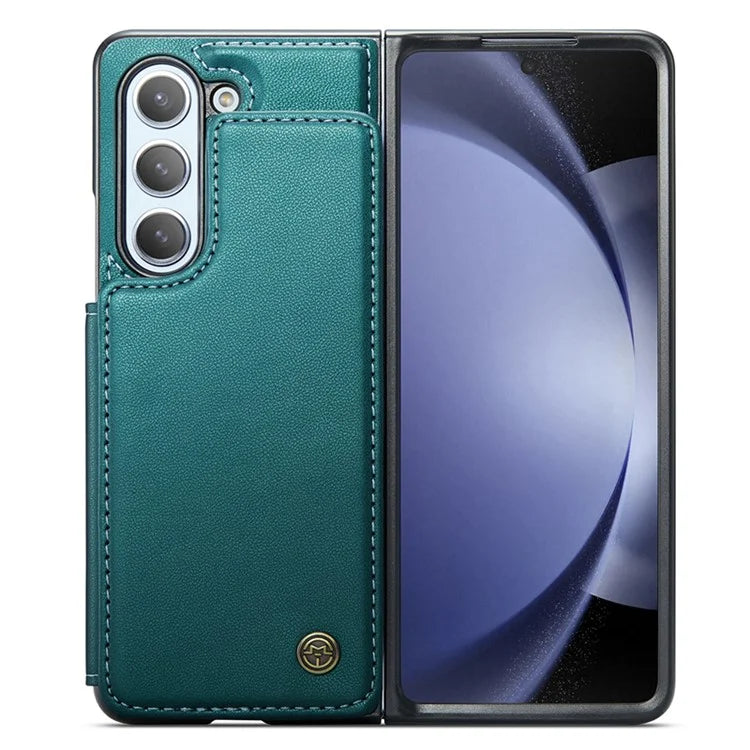 CASEME C22 Series for Samsung Galaxy Z Fold5 5G Case TPU+PU Leather Glossy Phone Shell with 4 Card Holder