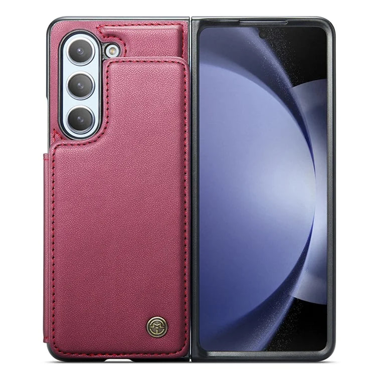 CASEME C22 Series for Samsung Galaxy Z Fold5 5G Case TPU+PU Leather Glossy Phone Shell with 4 Card Holder